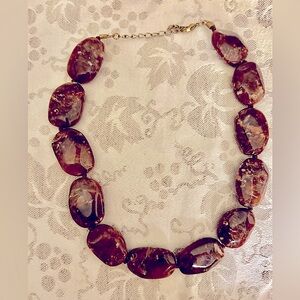 💰free/bundle Vintage Chunky necklace Root Beer Acrylic, faceted, hand-knotted